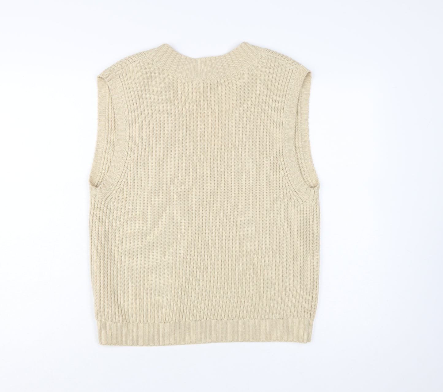 Collusion Womens Beige V-Neck Knit Sleeveless Vest Jumper Size 8