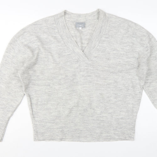 Mint Velvet Women Grey V-Neck Knit Pullover Jumper Size S
