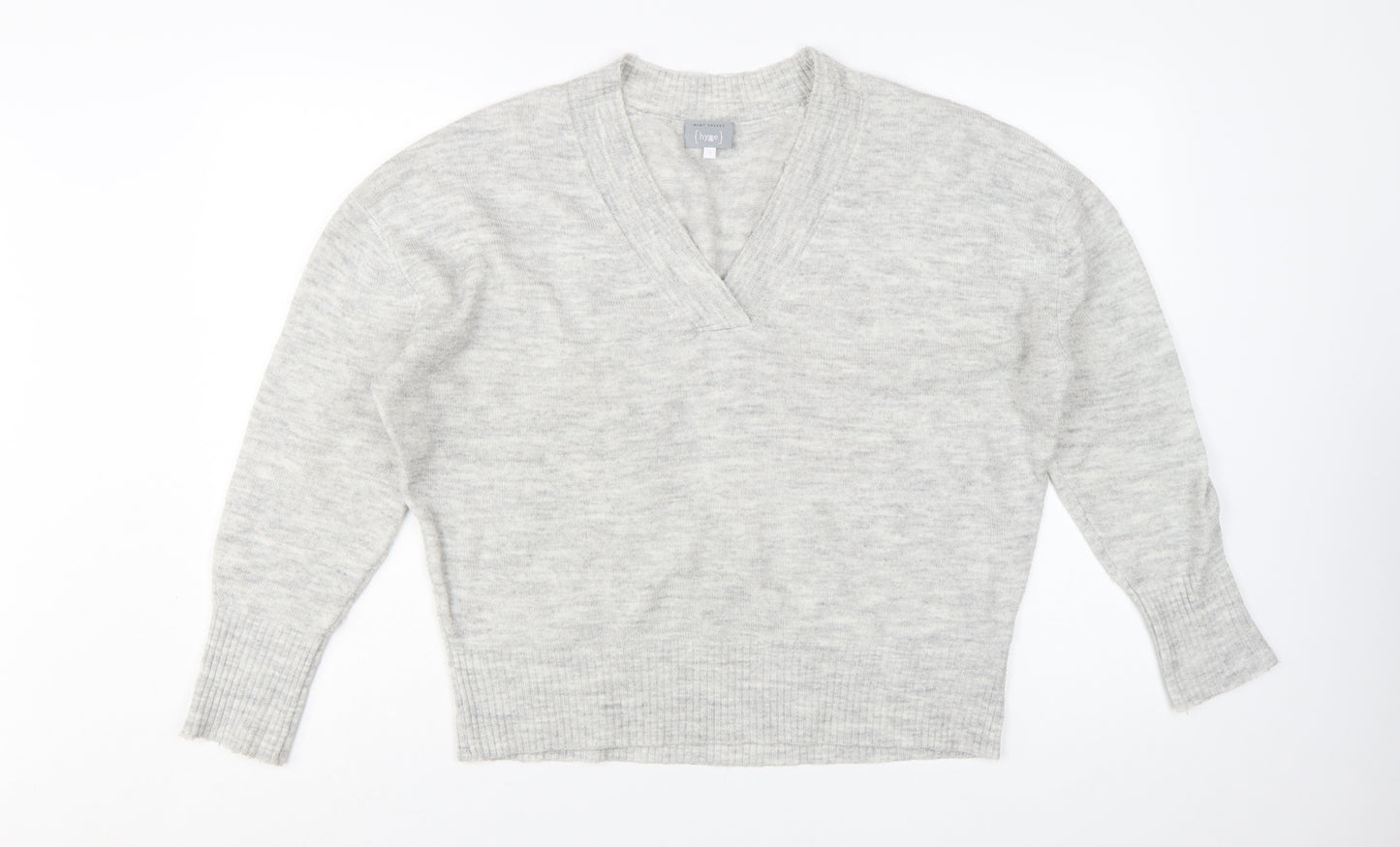 Mint Velvet Women Grey V-Neck Knit Pullover Jumper Size S