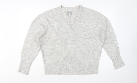 Mint Velvet Women Grey V-Neck Knit Pullover Jumper Size S
