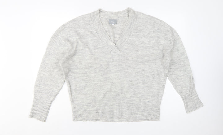 Mint Velvet Women Grey V-Neck Knit Pullover Jumper Size S