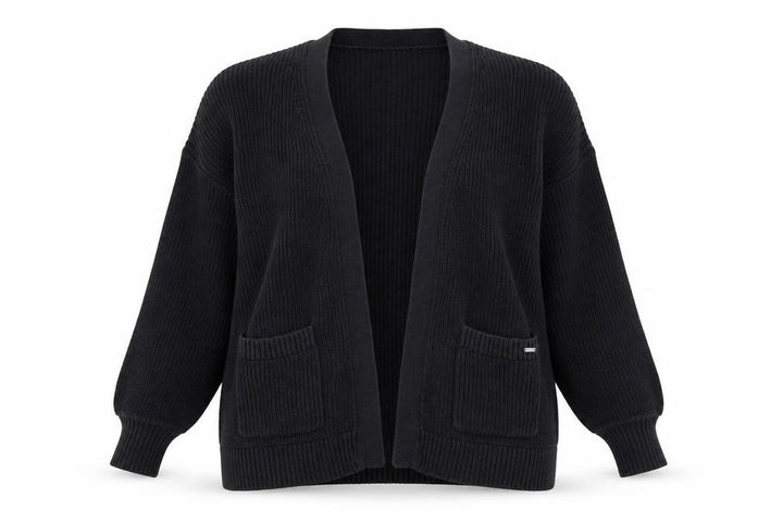 Hollister Women's Black Cotton Knit Cardigan Size S Open Front Pockets