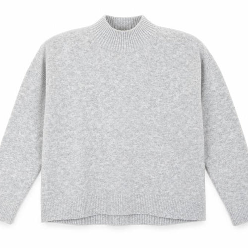 Uniqlo Women Grey Wool Blend Mock Neck Pullover Jumper Size M