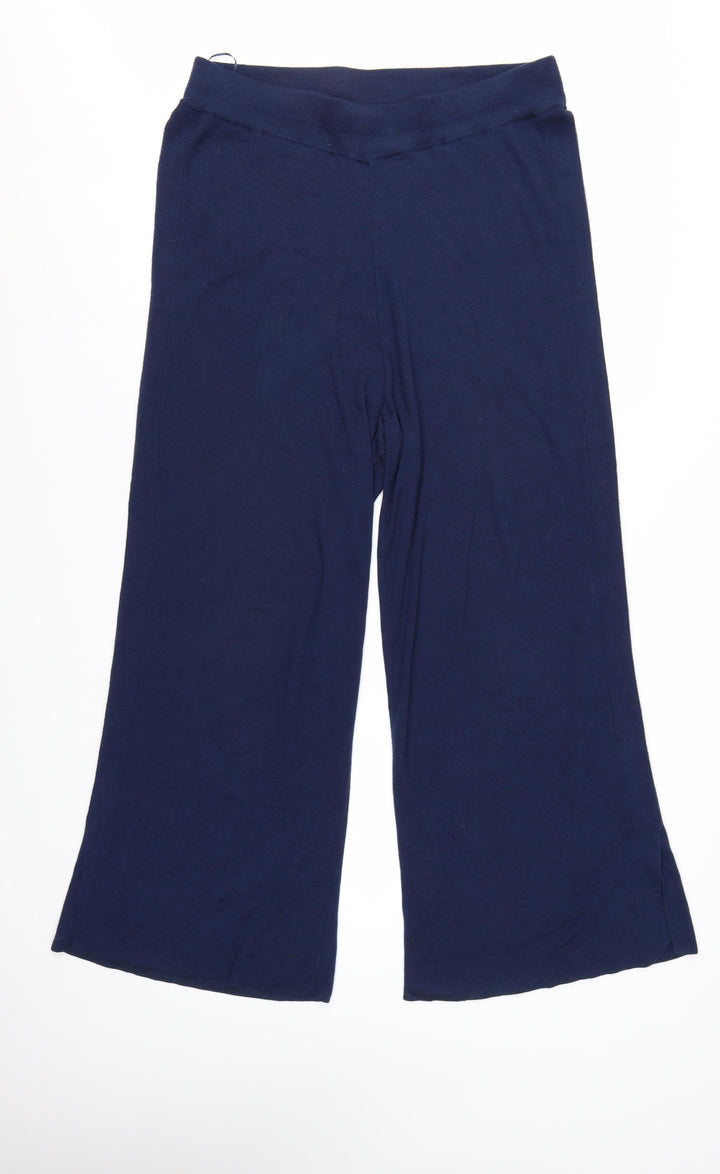 KLEY Womens Navy Blue Wide-Leg Trousers Size 16