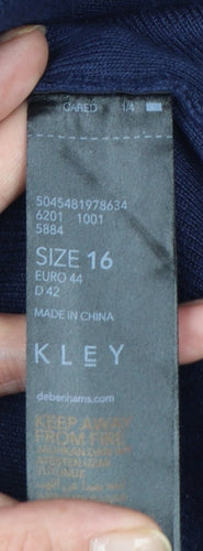 KLEY Womens Navy Blue Wide-Leg Trousers Size 16