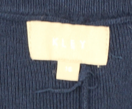 KLEY Womens Navy Blue Wide-Leg Trousers Size 16