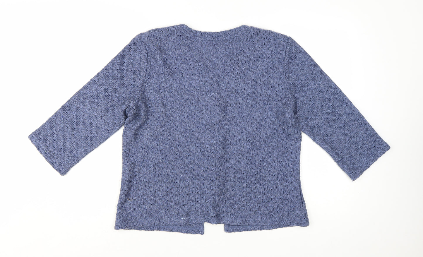 Marks and Spencer Per Una Blue Cardigan Women Large Beaded Knit 3/4 Sleeve