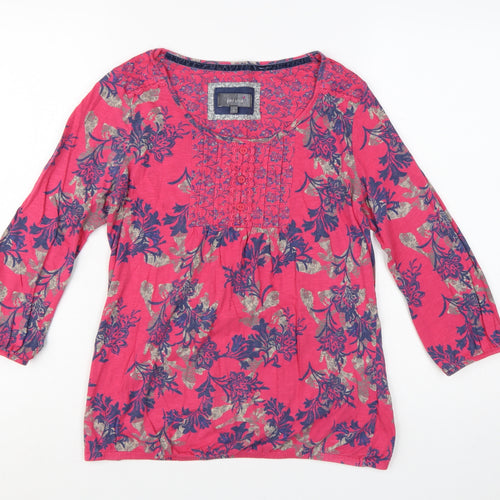 Marks and Spencer Per Una Women's Pink Floral Cotton Tunic Blouse Size 8