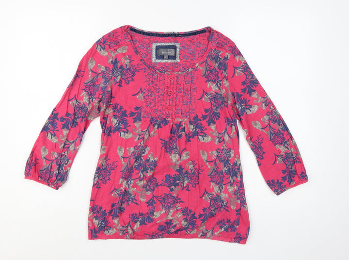 Marks and Spencer Per Una Women's Pink Floral Cotton Tunic Blouse Size 8