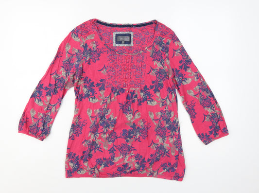 Marks and Spencer Per Una Women's Pink Floral Cotton Tunic Blouse Size 8