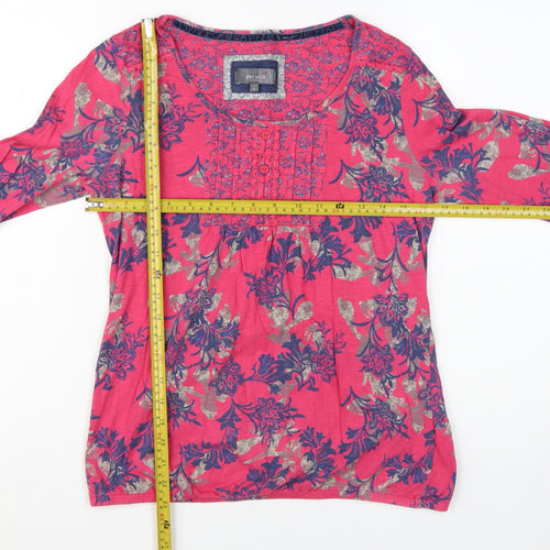 Marks and Spencer Per Una Women's Pink Floral Cotton Tunic Blouse Size 8