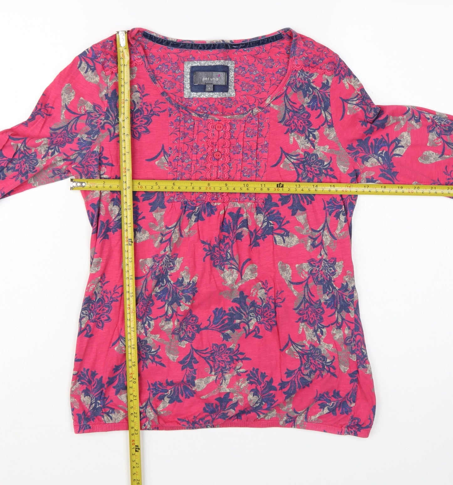 Marks and Spencer Per Una Women's Pink Floral Cotton Tunic Blouse Size 8