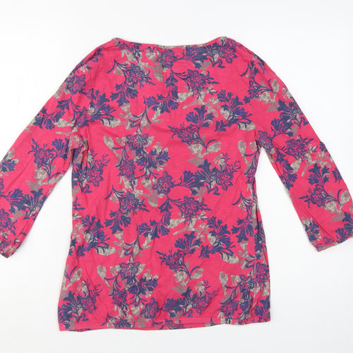 Marks and Spencer Per Una Women's Pink Floral Cotton Tunic Blouse Size 8