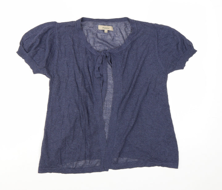 Kew Womens Blue Open Knit Short Sleeve Cardigan M