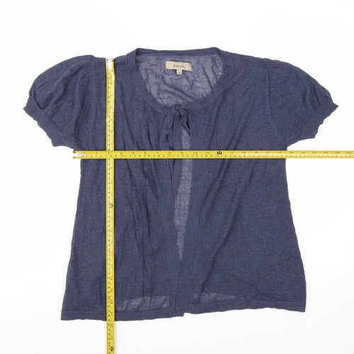 Kew Womens Blue Open Knit Short Sleeve Cardigan M