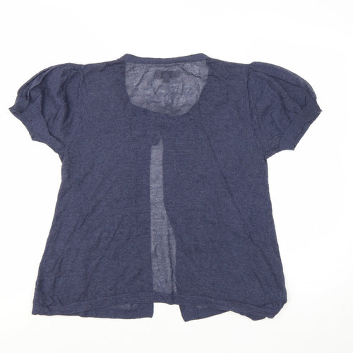Kew Womens Blue Open Knit Short Sleeve Cardigan M