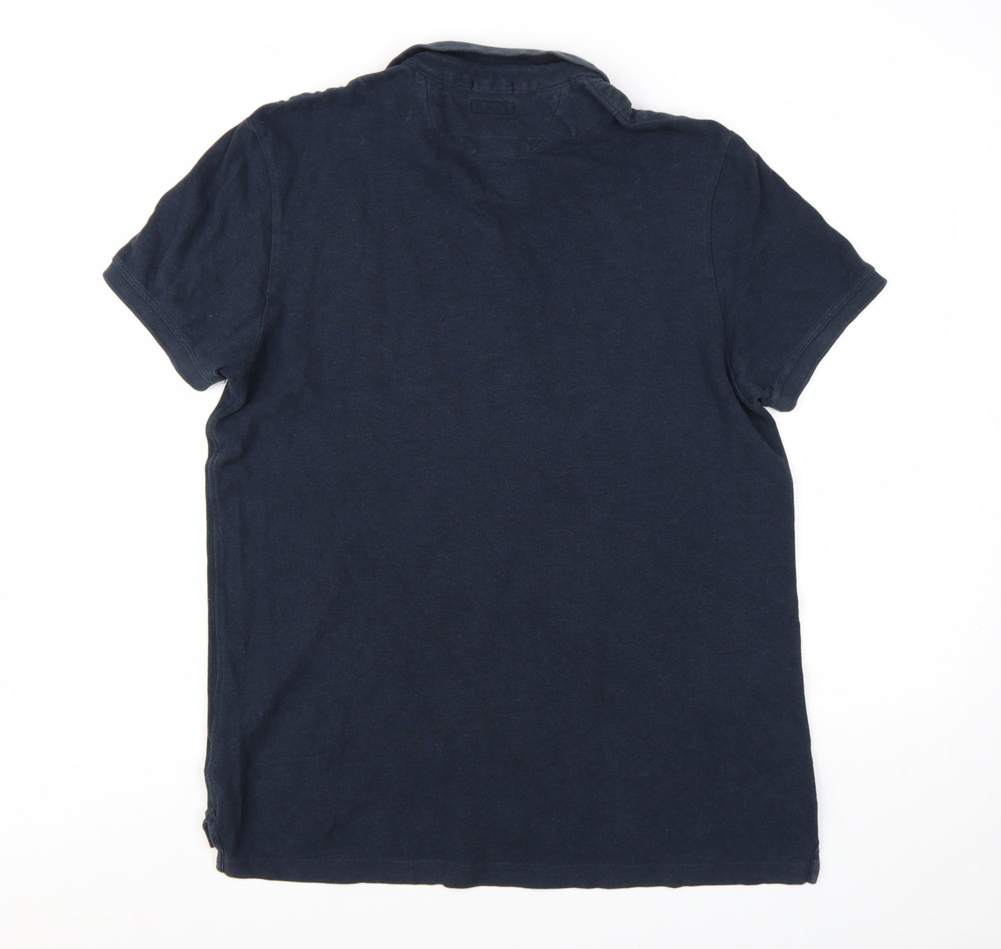 AllSaints Men's Blue Cotton Short Sleeve Polo Shirt Size L
