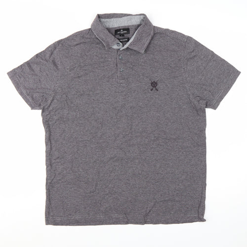 Jeff Banks Mens Grey Striped Cotton Polo Shirt Size L