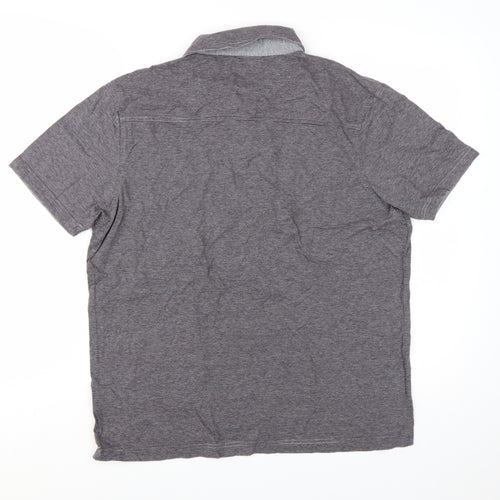Jeff Banks Mens Grey Striped Cotton Polo Shirt Size L