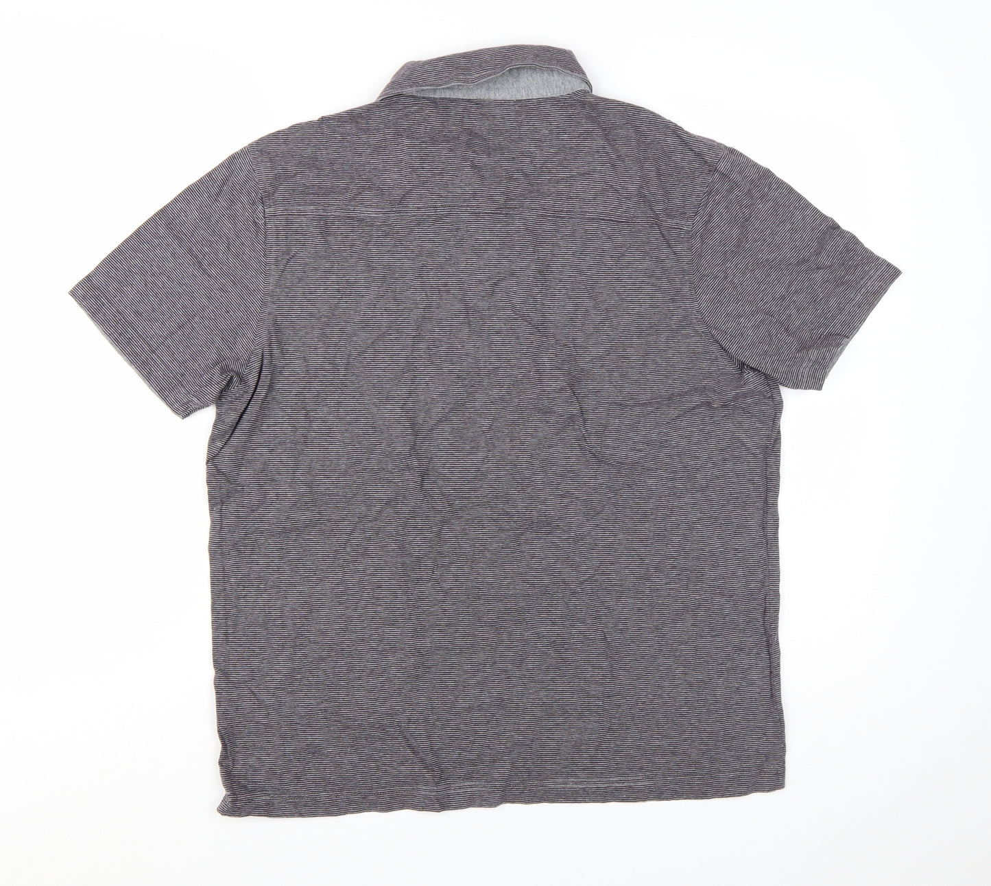 Jeff Banks Mens Grey Striped Cotton Polo Shirt Size L