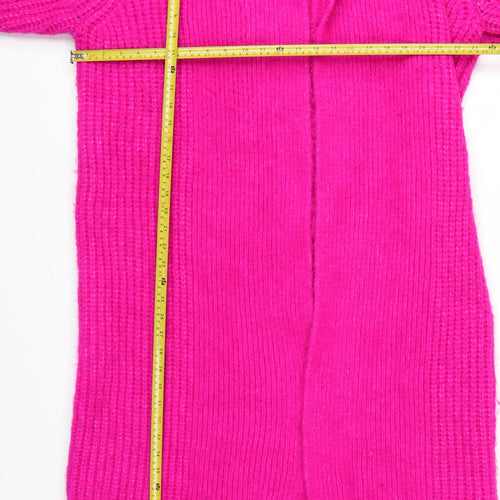 Zara Women Pink Chunky-Knit Long Cardigan XS