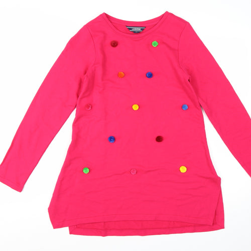 Lands' End Womens Pink Tunic Long Sleeve Cotton T-Shirt M 10-12