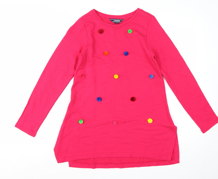 Lands' End Womens Pink Tunic Long Sleeve Cotton T-Shirt M 10-12