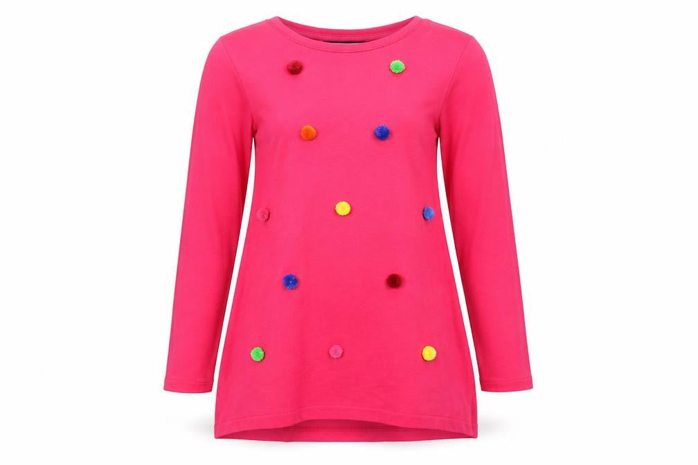 Lands' End Womens Pink Tunic Long Sleeve Cotton T-Shirt M 10-12