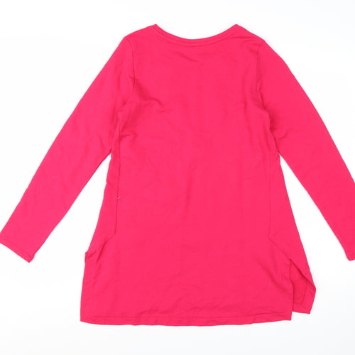 Lands' End Womens Pink Tunic Long Sleeve Cotton T-Shirt M 10-12