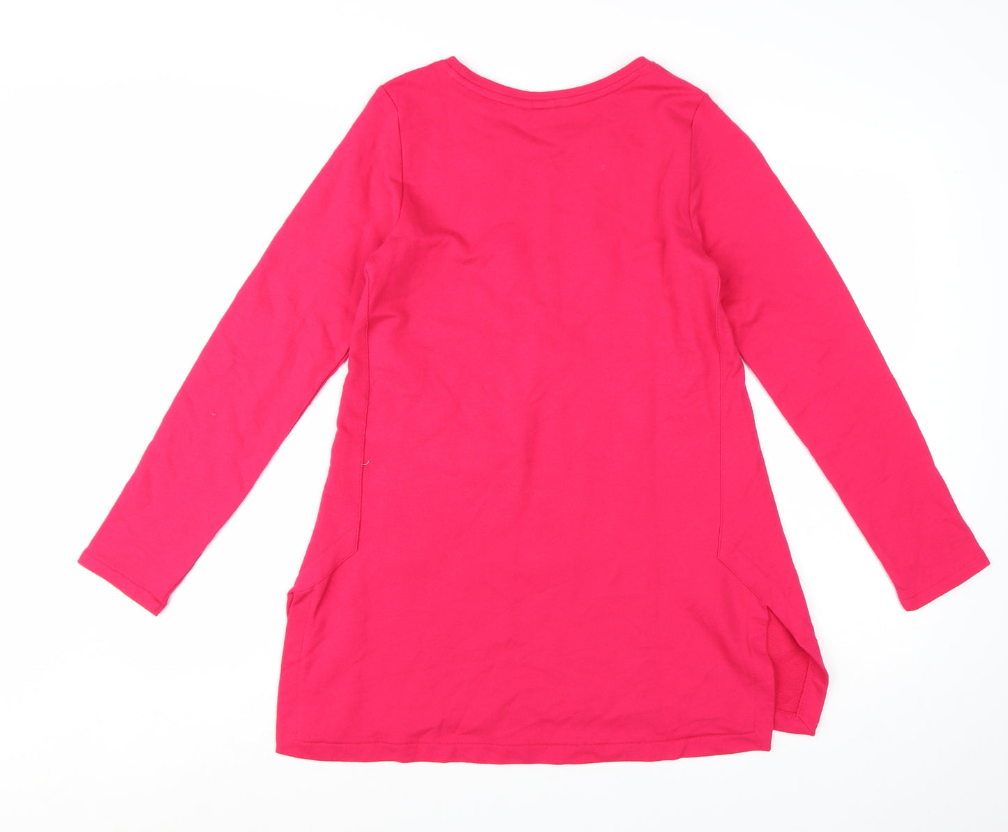 Lands' End Womens Pink Tunic Long Sleeve Cotton T-Shirt M 10-12