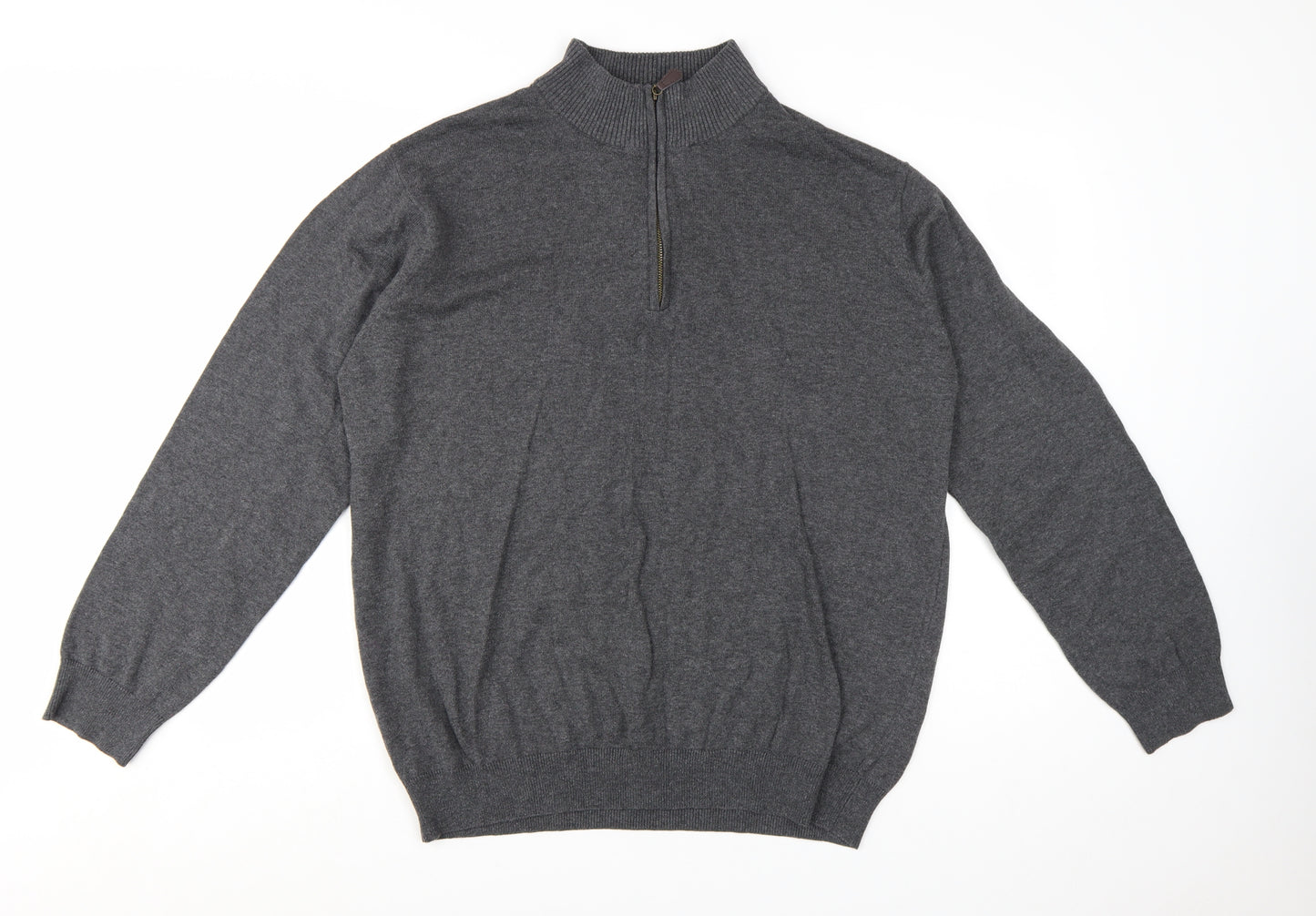Brook Taverner Men's Grey XL 1/2 Zip Cotton Acrylic Jumper
