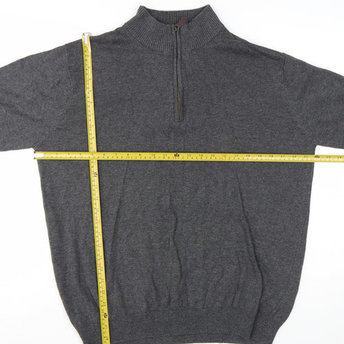 Brook Taverner Men's Grey XL 1/2 Zip Cotton Acrylic Jumper