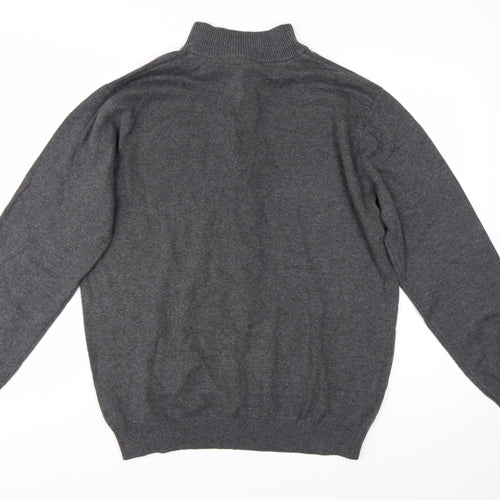 Brook Taverner Men's Grey XL 1/2 Zip Cotton Acrylic Jumper