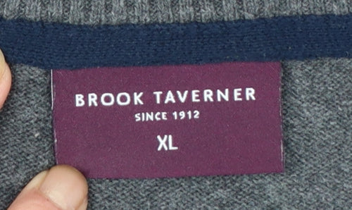 Brook Taverner Men's Grey XL 1/2 Zip Cotton Acrylic Jumper