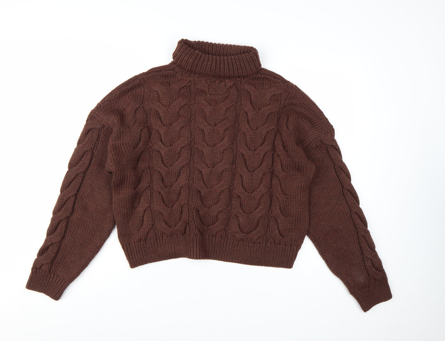 Superdry Womens Brown Roll Neck Cable Knit Jumper Size 12