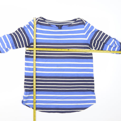 Lands' End Women's Blue Striped Cotton Jersey 3/4 Sleeve T-Shirt Size S