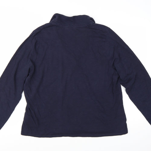 Boden Women Blue XL Long Sleeve Collared Cotton Jersey Polo Top