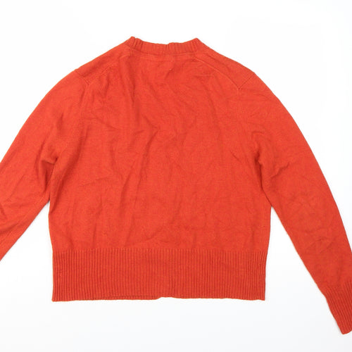 Mistral Womens Orange Wool Blend V-Neck Button Cardigan Size 14