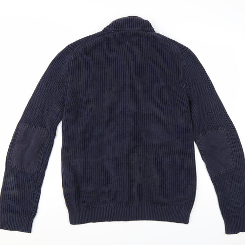 OLYMP Men's Blue Cotton Button Cardigan Jumper M