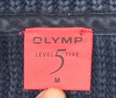 OLYMP Men's Blue Cotton Button Cardigan Jumper M
