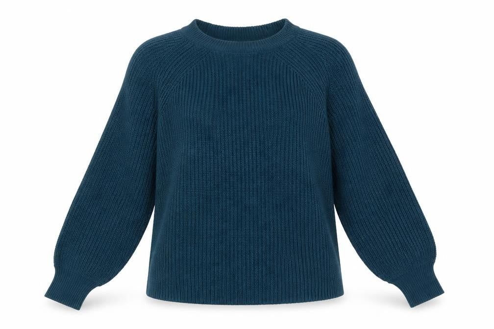 Front view of Jessica Simpson Women's Blue Chunky Knit jumper, size M