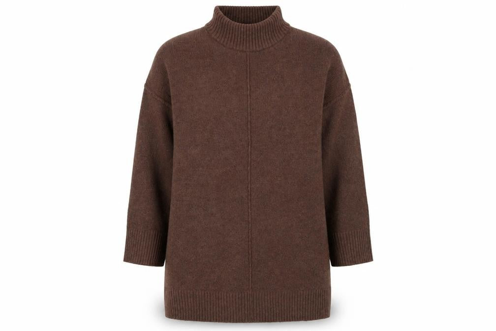 Front view of Tu women’s brown high neck long sleeve knit jumper m
