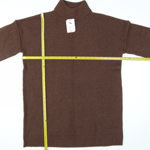 Tu Womens Brown High Neck Long Sleeve Knit Pullover Jumper M