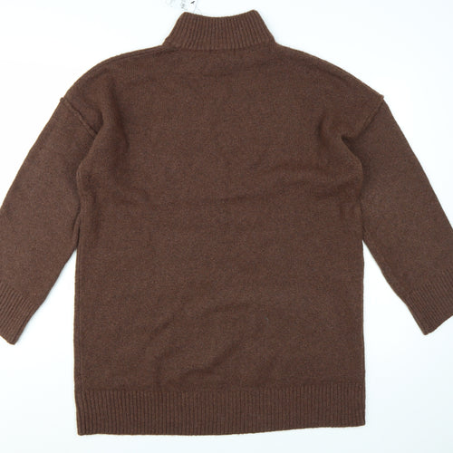 Tu Womens Brown High Neck Long Sleeve Knit Pullover Jumper M