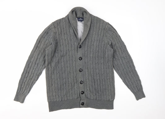 Marks and Spencer Blue Harbour Men’s Grey Cable-Knit Cardigan L