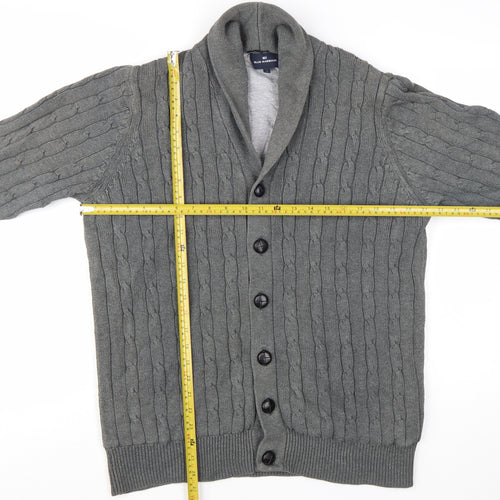 Marks and Spencer Blue Harbour Men’s Grey Cable-Knit Cardigan L