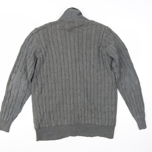 Marks and Spencer Blue Harbour Men’s Grey Cable-Knit Cardigan L