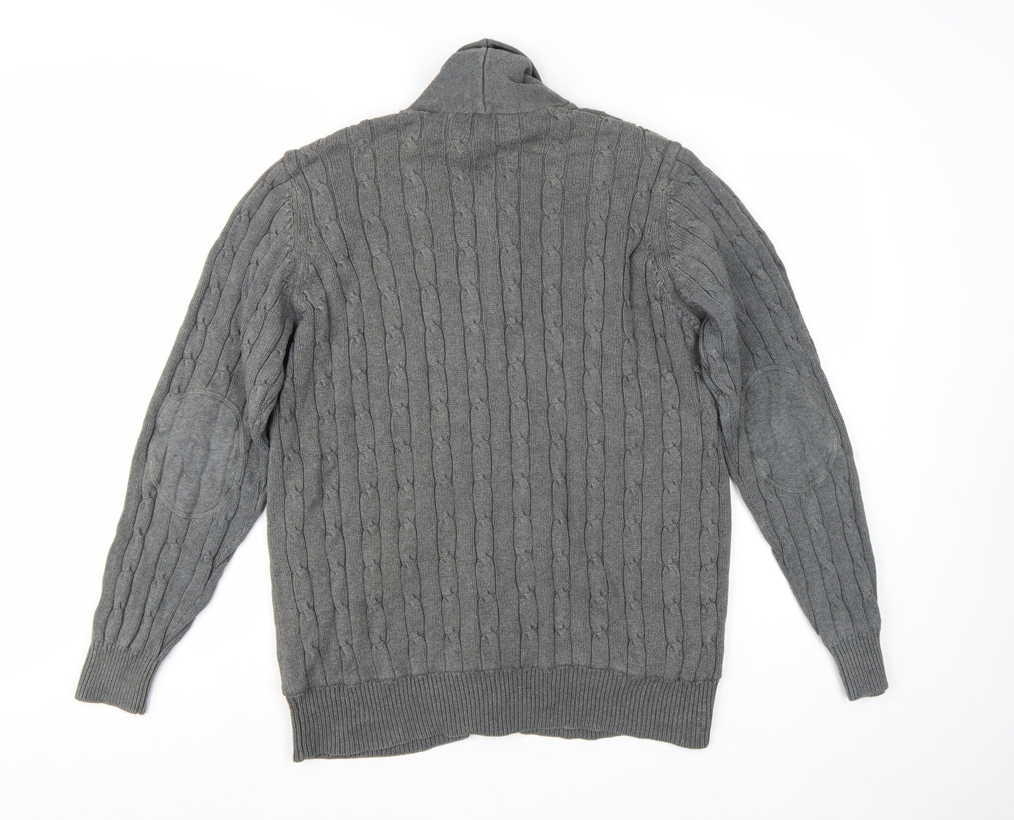 Marks and Spencer Blue Harbour Men’s Grey Cable-Knit Cardigan L