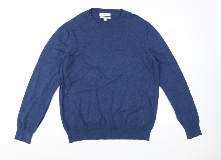 Marks and Spencer Men's Blue XL Pure Cotton Crew Neck Jumper