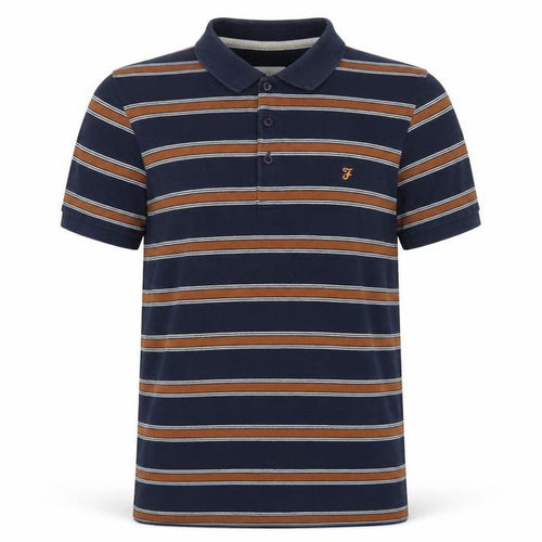 Farah Men's Blue Striped Cotton Polo Shirt Size S